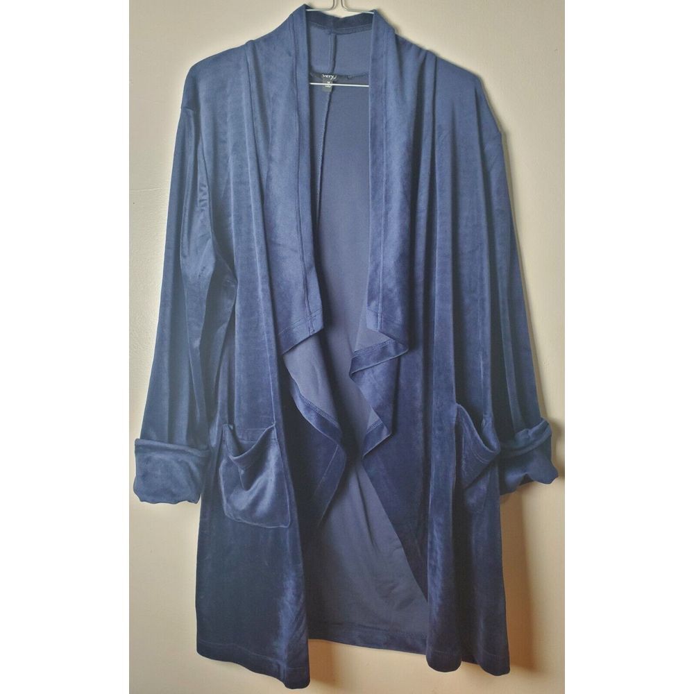 Very J Velvet Jacket Casual Elegance Lagenlook Draped Cardigan Cozy Loungewear
